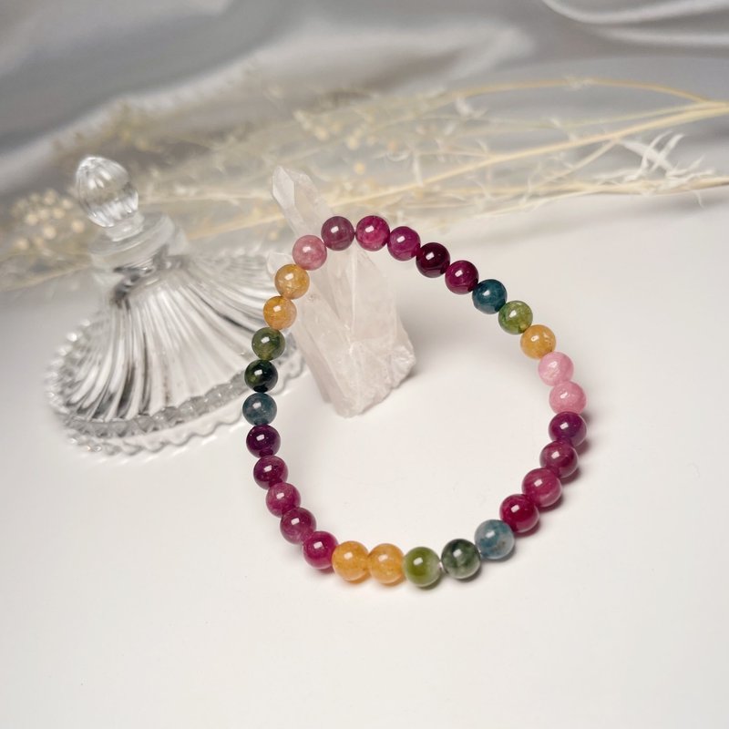 Natural Rainbow Tourmaline Bracelet - สร้อยข้อมือ - เครื่องเพชรพลอย 