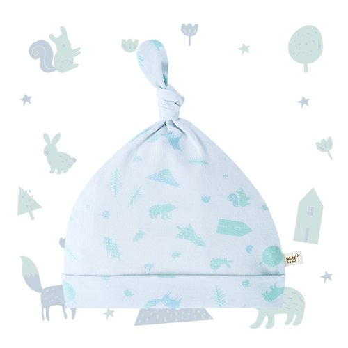 Sisso有機棉 【SISSO有機棉】北歐小兔可愛嬰兒帽(小藍)