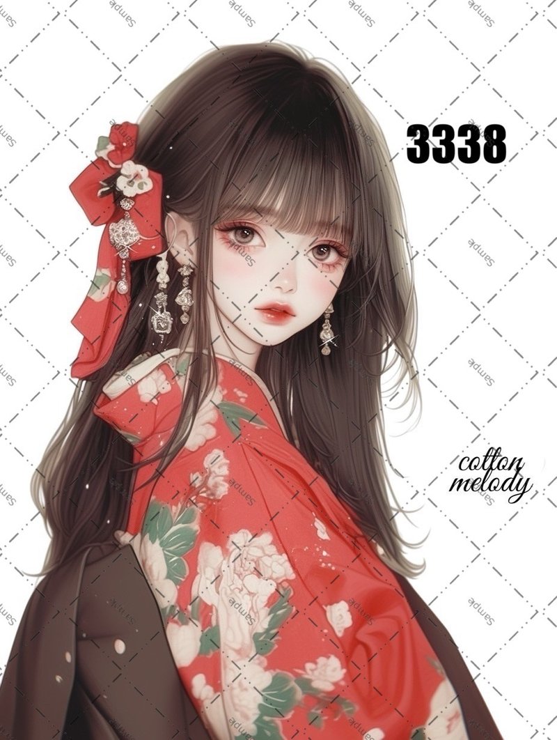 original sticker no.3338 人物ステッカー オリジナルステッカー オリジナル人物ステッカー 装飾ステッカー cotton melody - 貼紙 - 紙 