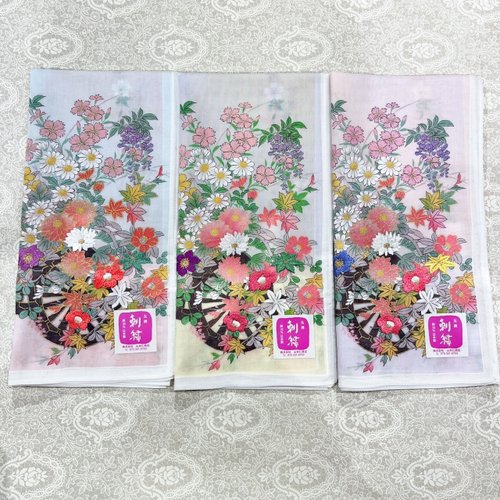 荷風日立商行 京都手帕 -友禪刺繡系列-花車