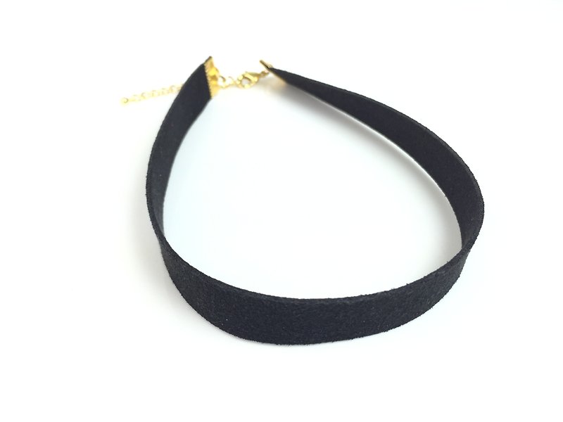 Black suede necklace (14mm) - Necklaces - Genuine Leather Black