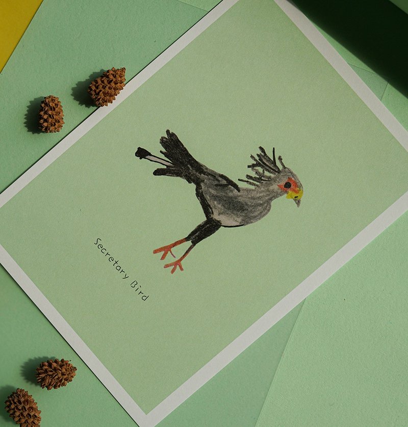 童趣插畫 蛇鷲 明信片 - 卡片/明信片 - 紙 綠色