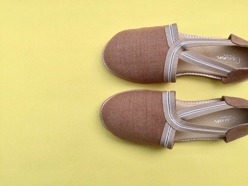 Fang Shoes - รองเท้าลำลองผู้หญิง - ผ้าฝ้าย/ผ้าลินิน สีนำ้ตาล