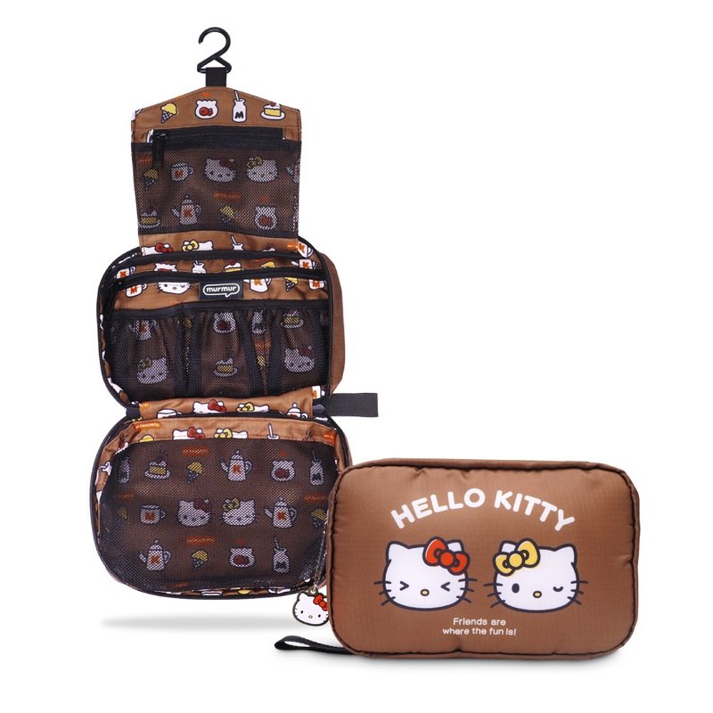 murmur 網狀三摺盥洗包 | hello kitty (與Mimmy) - 化妝包/收納袋 - 聚酯纖維 卡其色