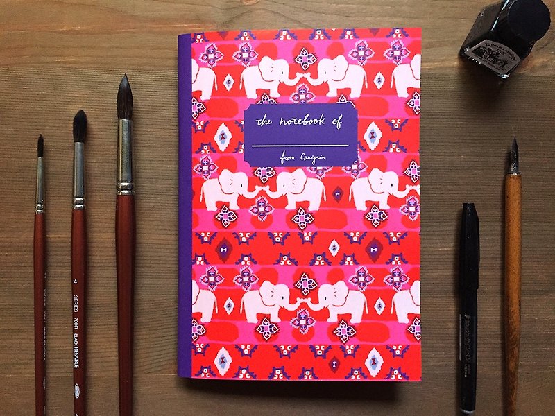 Elephant A5 checkered notebook - สมุดบันทึก/สมุดปฏิทิน - กระดาษ สีแดง