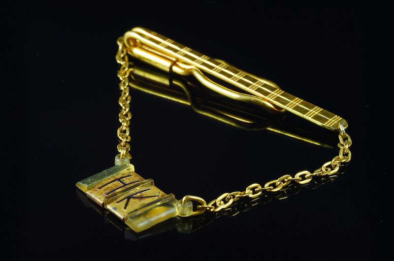 [C'est Cufflinks] US-made MICKO vintage HK chain tie clip - กระดุมข้อมือ - โลหะ สีทอง