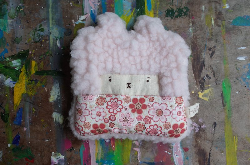 朵兒小兔零錢包-粉紅髮-149粉紅花園 - 鑰匙圈/鎖匙扣 - 棉．麻 粉紅色