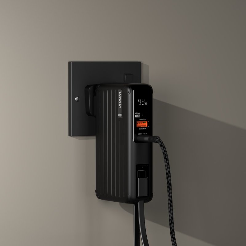 Vinnic PANGPOCHE 2 65W GaN 10,000mAh行動充電 + 充電火牛 - 行動電源/充電線 - 塑膠 黑色