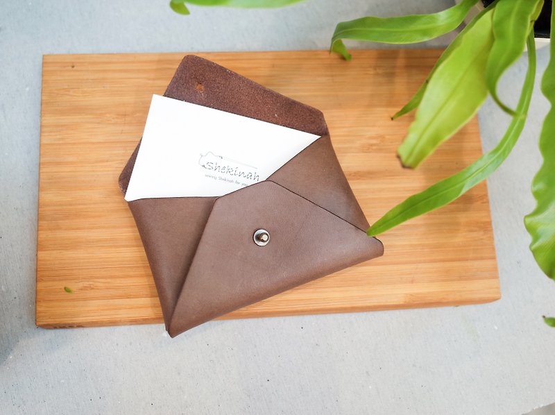 Shekinah Handmade Leather - Minimalist Envelope Card Holder - ที่เก็บนามบัตร - หนังแท้ สีนำ้ตาล