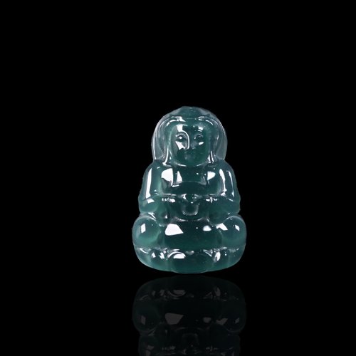 瓔珞翡翠 冰種藍水翡翠觀音菩薩項鍊 | 天然翡翠A貨 | 送禮