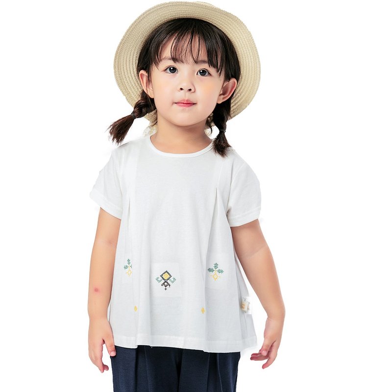 BIR 刺繡傘狀棉T 黃/白 - 男/女童裝 - 棉．麻 多色