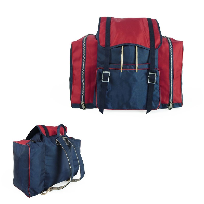 A‧PRANK: DOLLY :: Vintage VINTAGE Deep Blue Red Color Matching Backpack (B807008) - Backpacks - Waterproof Material Blue