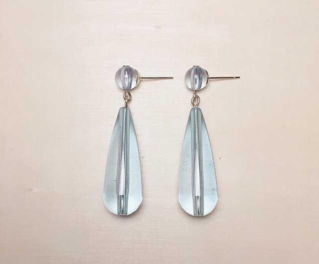 Waterproof Acrylic transparent light blue big drop earrings - Shop niaoyoo  Earrings & Clip-ons - Pinkoi