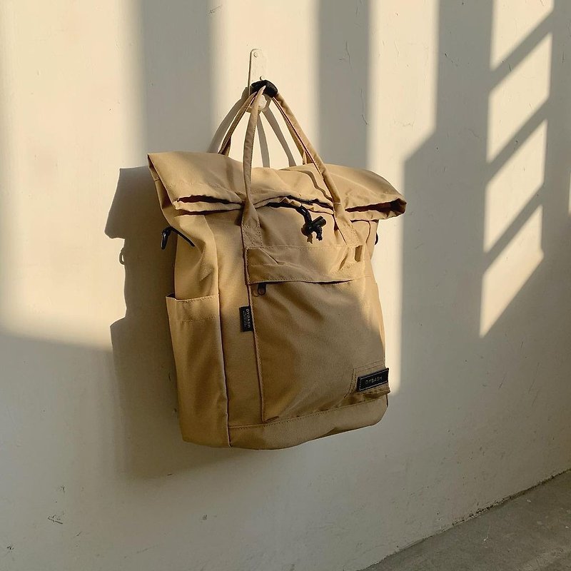DYDASH  3way bag handbag/should bag/ backpack－14 inches laptop mix bag(Khaki) - กระเป๋าเป้สะพายหลัง - ไนลอน 