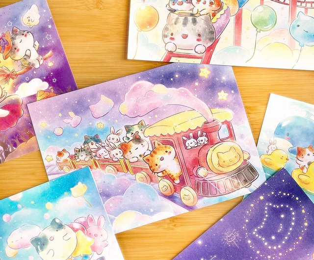 ひみつの猫遊園地シリーズ 水彩イラストポストカード（全13種