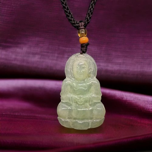 瓔珞翡翠 冰種翡翠觀音菩薩項鍊 | 天然緬甸玉翡翠A貨 | 送禮
