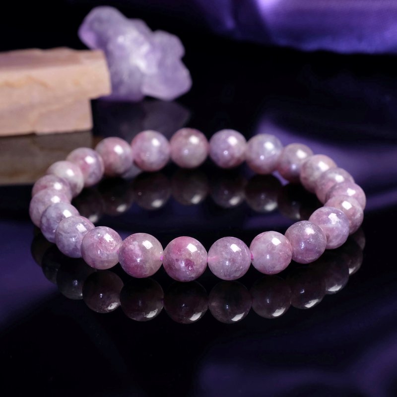 #379一圖一物/8mm梅花碧璽水晶手鍊 淡粉紫 美容水晶 女生禮物 - 手鍊/手環 - 水晶 紫色