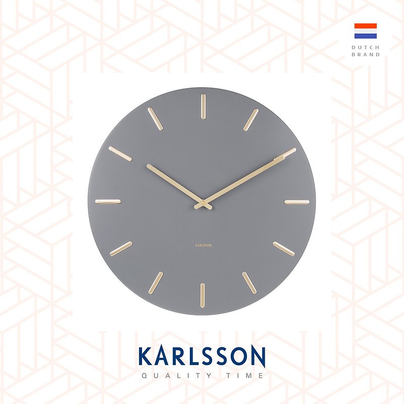 荷蘭Karlsson Wall clock 45cm Charm grey 灰色配金色刻度掛鐘 - 時鐘/鬧鐘 - 其他金屬 灰色