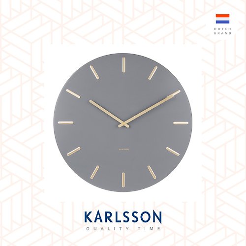 Ur Lifestyle 荷蘭Karlsson Wall clock 45cm Charm grey 灰色配金色刻度掛鐘