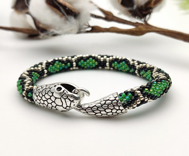 Turquoise snake bracelet for women , Ouroboros jewelry, Serpent bracelet -  Shop IrisBeadsArt Bracelets - Pinkoi