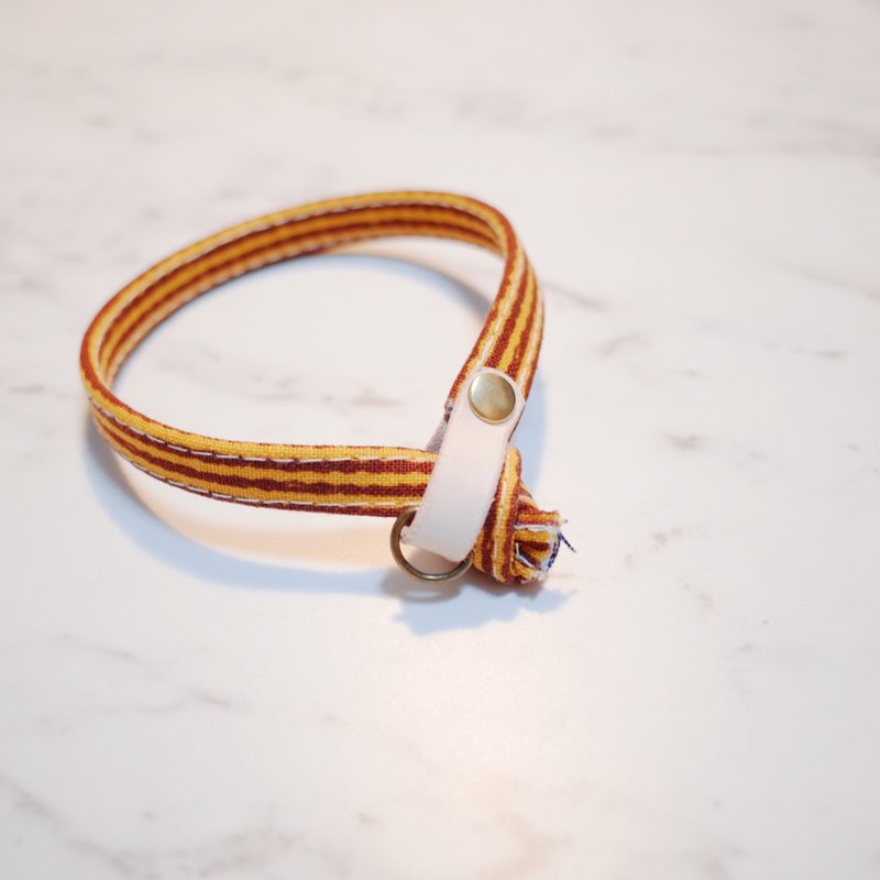 貓 項圈 森永 橘線條 可加購吊牌 附鈴鐺 - 項圈/牽繩 - 棉．麻 