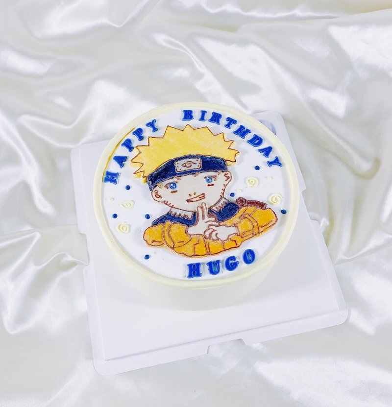 Naruto Birthday Cake Customized Dessert 1st Mother's Day 6 8 Inch Home Delivery - เค้กและของหวาน - อาหารสด สีเหลือง