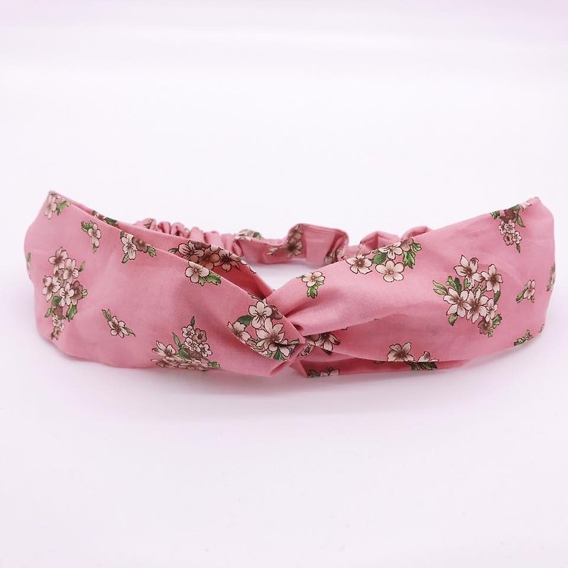 The Danish Girl pink flower limited edition handmade hair band hair band hair band crossing - Hair Accessories - Cotton & Hemp Pink