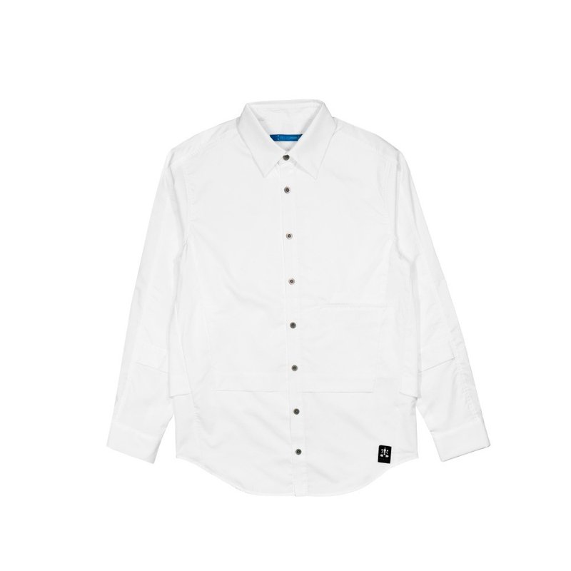 Trompe l'oeil long-sleeved shirt-white - Men's Shirts - Cotton & Hemp White