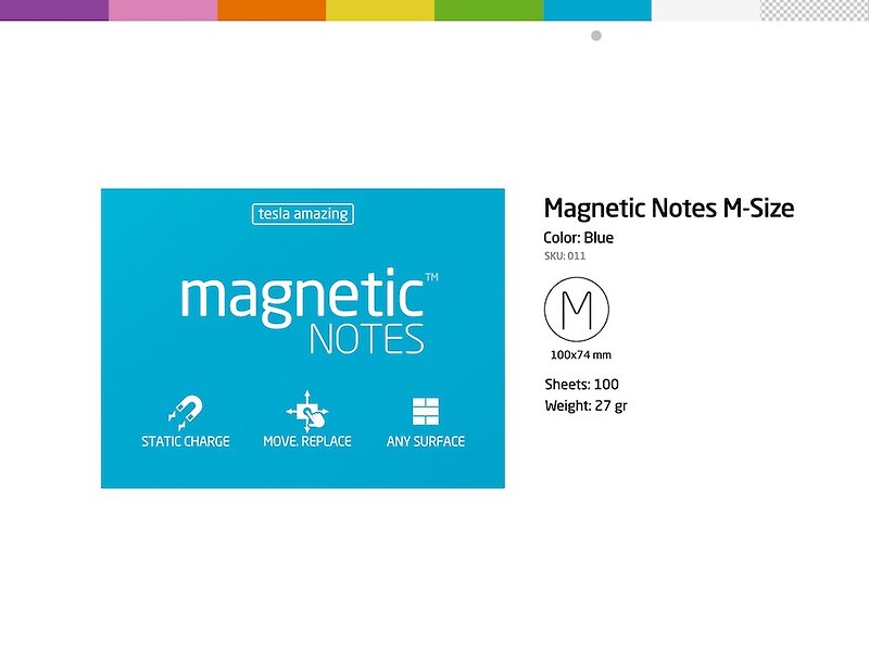/Tesla Amazing/ Magnetic Notes 磁力便利貼 M-Size 藍 - 貼紙 - 紙 藍色