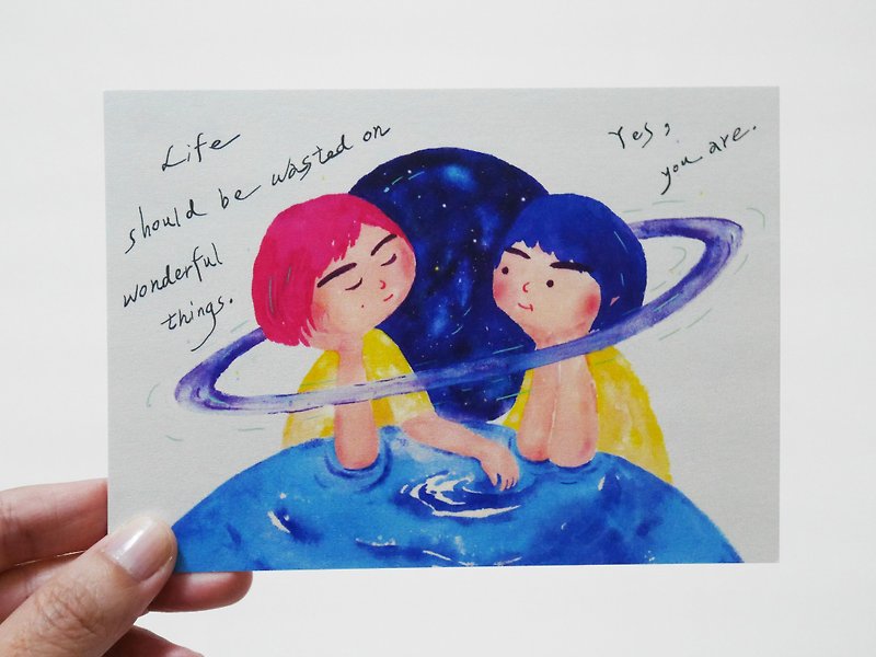 The best time is a postcard with you - การ์ด/โปสการ์ด - กระดาษ สีน้ำเงิน
