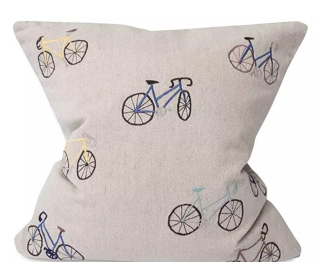 CROWN 刺繍入りクッション メッシュ枕 2個セット 北欧デザイナーモデル – 刺繍入り枕カバー BICYCLES 自転車