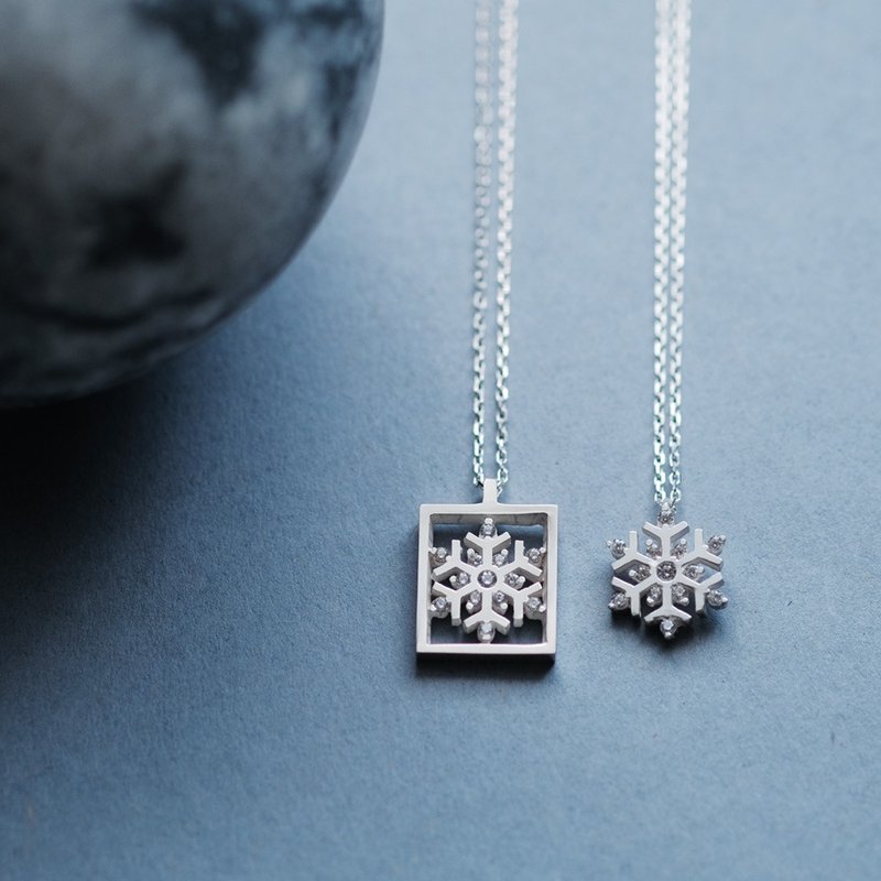 2-piece set) Flame Snowflake Pair Necklace Silver 925 - สร้อยคอ - โลหะ สีเงิน