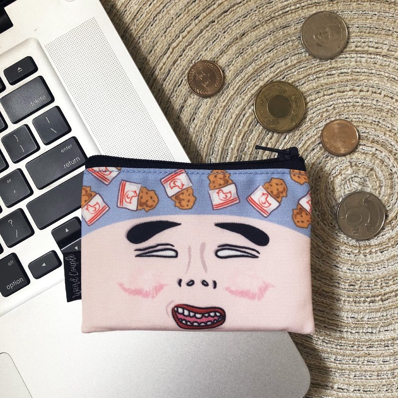 A long coin purse with a world-weary chicken chop print - Coin Purses - Cotton & Hemp Multicolor