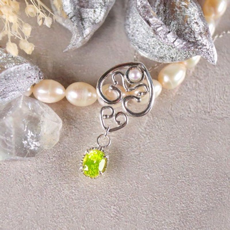 "New and Antique" Neon Yellow YAG Pendant Silver Accessory Silver 925 Gemstone - สร้อยคอ - เครื่องเพชรพลอย 