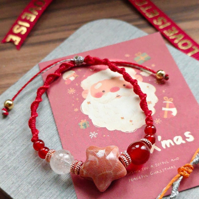 Coral Jasper Star x Red Agate x Pink & White Aventurine Woven Bracelet - A Must-Have for Girls - Bracelets - Crystal Red