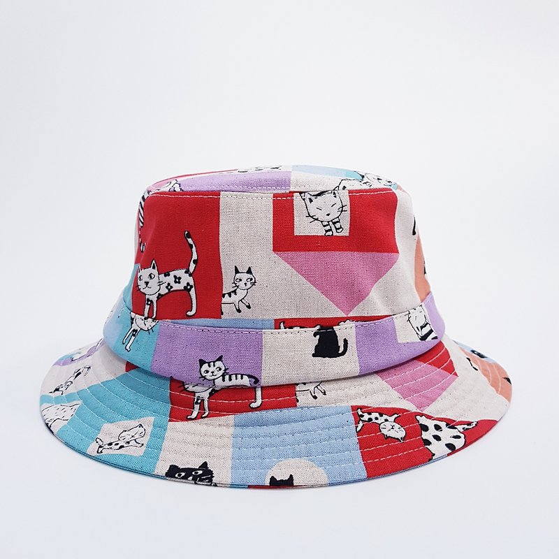 英国スタイルのディスクの紳士帽子赤い色の一致する猫2018夏の新製品＃アップグッド漁師の帽子セクション＃バレンタインデー - 帽子 - コットン・麻 多色