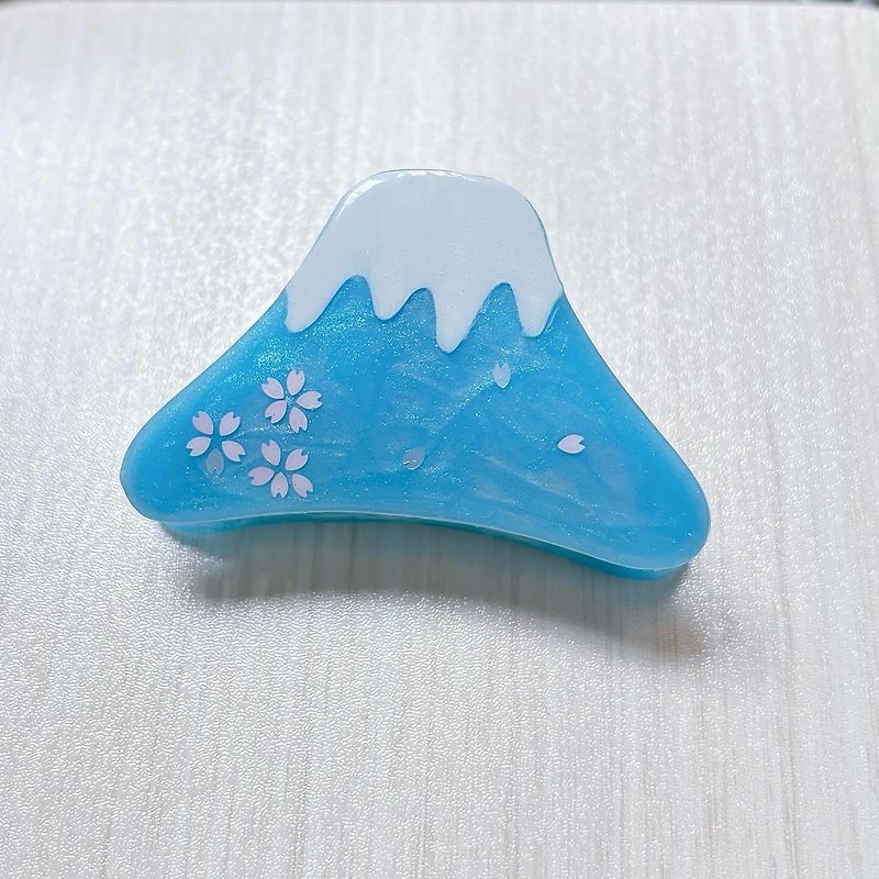 富士山櫻花爪夾 - 髮飾 - 樹脂 藍色