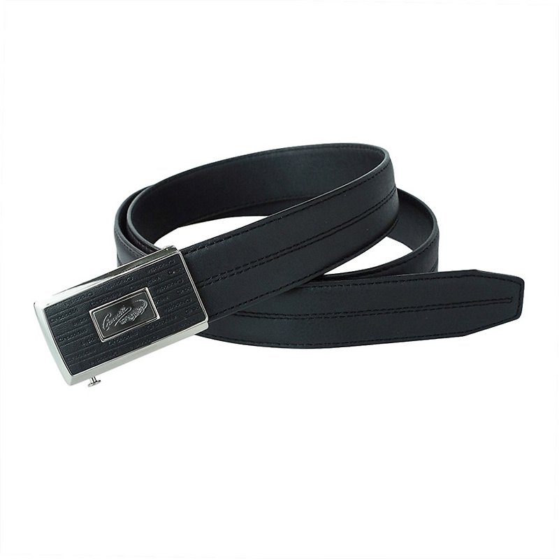 [Genuine Leather Belt/24H Shipping] Gentleman's Belt Automatic Buckle 32MM 0101-42018-Black - เข็มขัด - หนังแท้ 