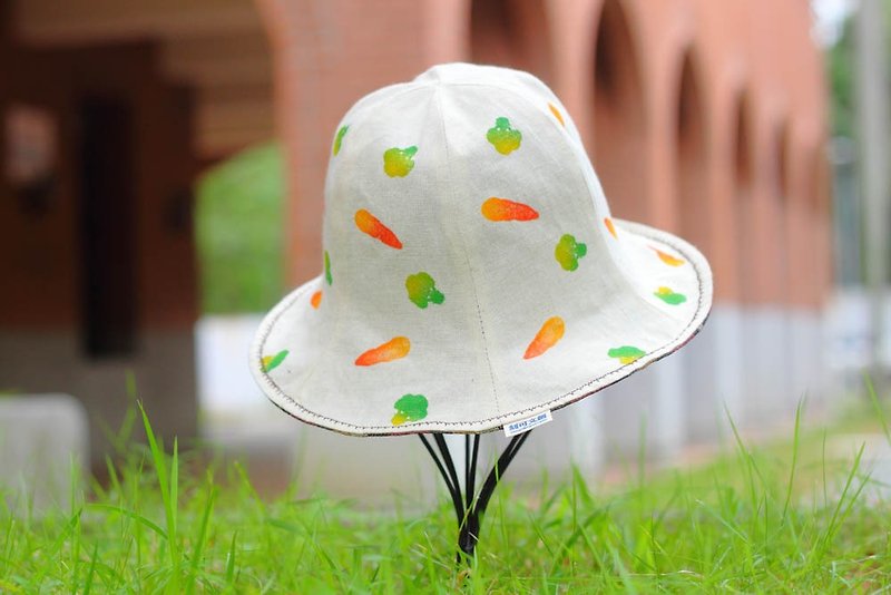 コットン・麻 帽子 多色 - [シリーズ果物や野菜 - ブロッコリーニンジン友人]は芽の帽子を両面