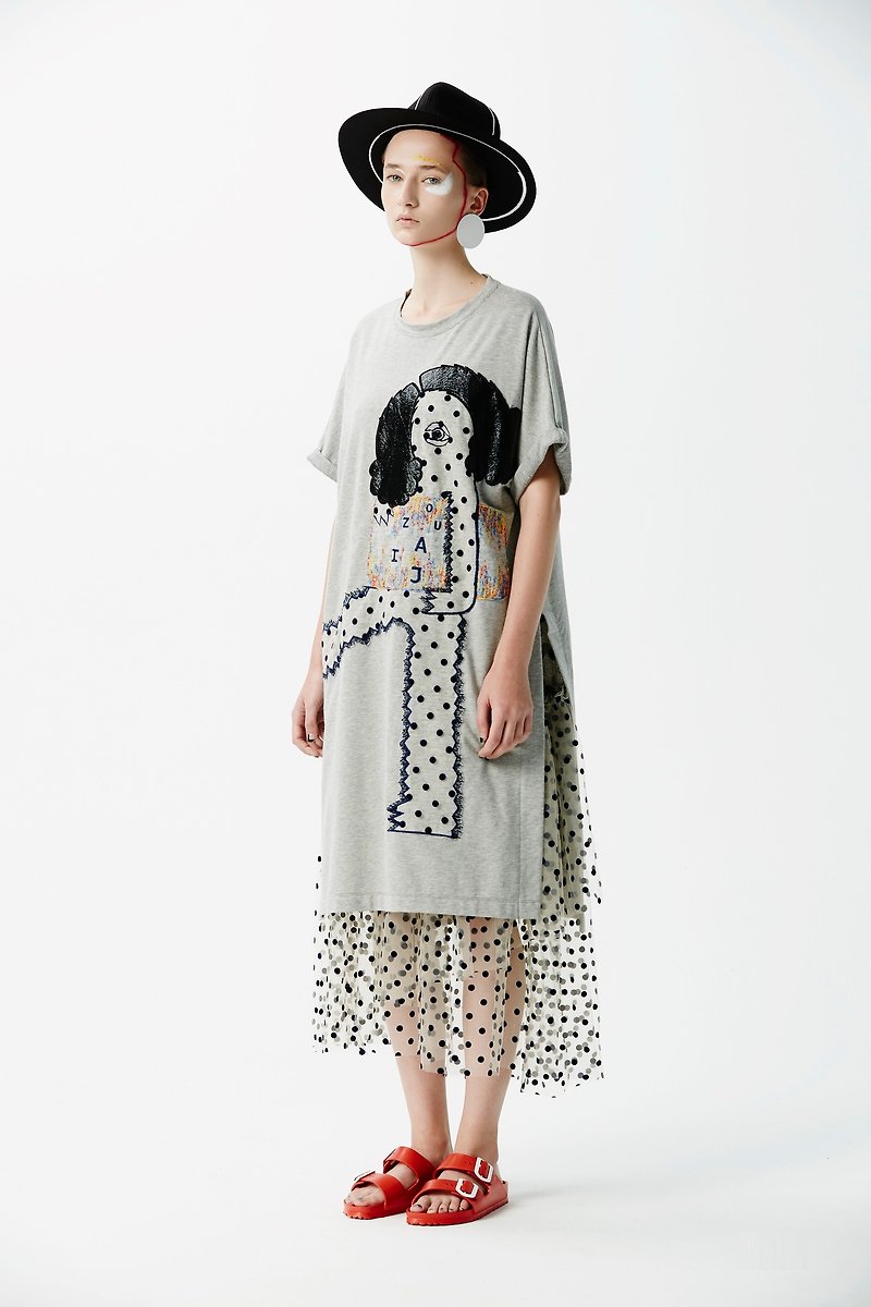 ZUO - Long Sleeve T-shirt embroidered open Gaocha - เสื้อผู้หญิง - ผ้าฝ้าย/ผ้าลินิน ขาว