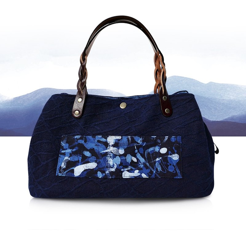 Zhuo Ye Indigo-Flowing Fluorescent Series Bag - Handbags & Totes - Cotton & Hemp Blue