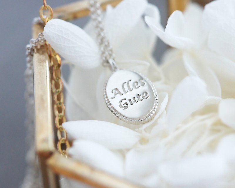 Blessings-Pure Silver Round Letter Plate Necklace Necklace-Birthday Gift - สร้อยคอ - เงินแท้ สีเงิน
