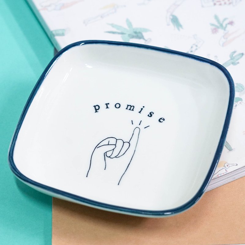 SQUARE DISH + Hand Symbol - Small Plates & Saucers - Pottery 