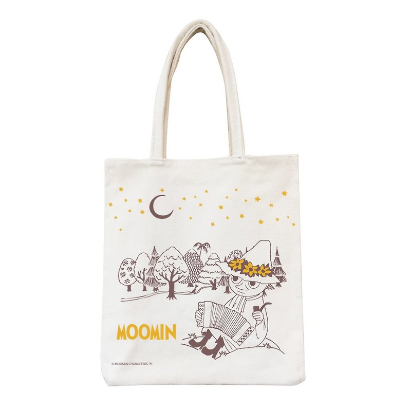 Moomin嚕嚕米授權-野餐包【仲夏之夜】 - 手提包/手提袋 - 棉．麻 黃色