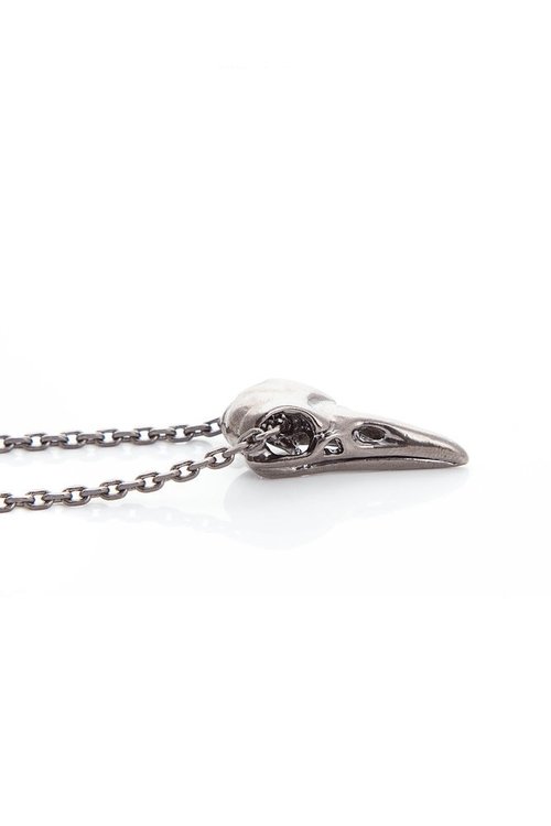 乌鸦头项鍊 raven skull necklace(黑银)