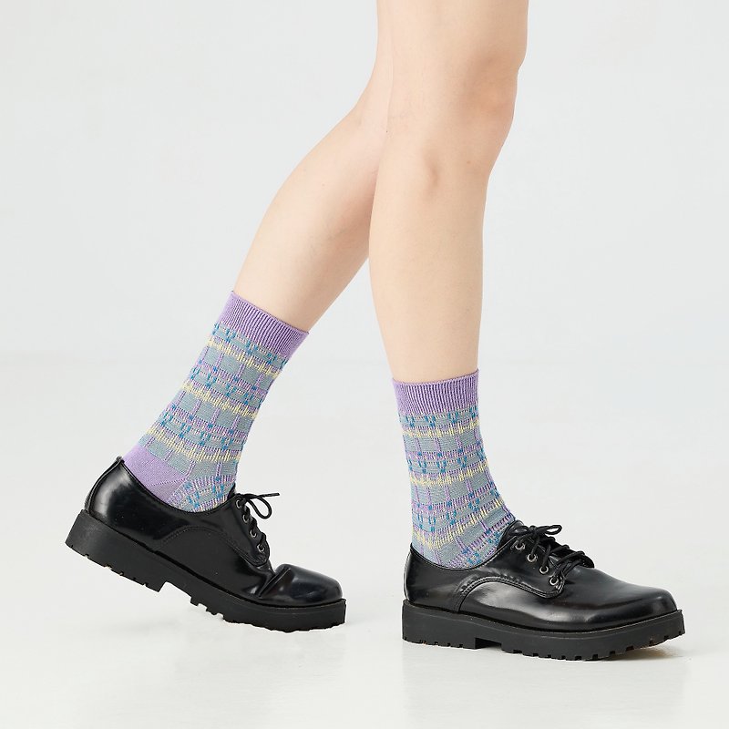 Department/Purple (F)-MIT design mid-calf socks - ถุงเท้า - ผ้าฝ้าย/ผ้าลินิน สีม่วง