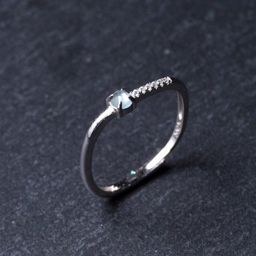 瓔珞珠寶盒 E.L.Jewelry Box 玻璃種翡翠蛋面戒指 925純銀 | 天然緬甸玉翡翠A貨 | 送禮