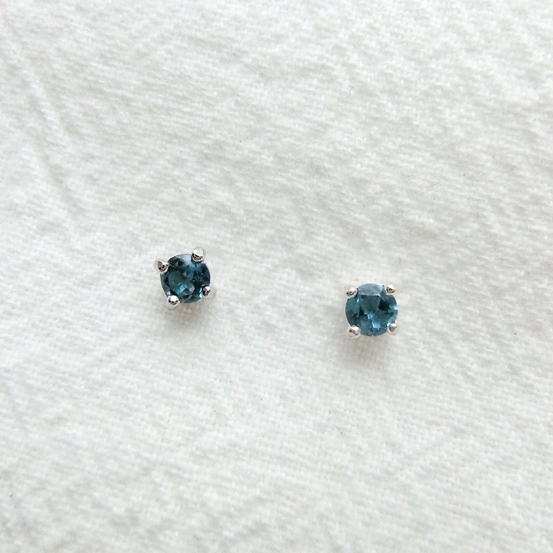 London Blue Stone Sterling Silver Earrings Prong Design - Earrings & Clip-ons - Gemstone Silver