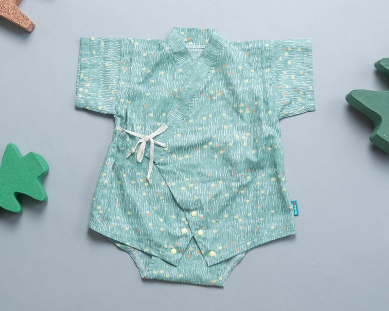 包屁甚平-自然12 手作 甚平 嬰兒 禮盒新生兒 - 包屁衣/連身衣 - 棉．麻 綠色