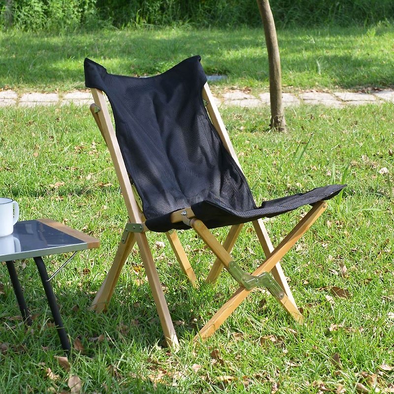 日本LALPHA 戶外露營便攜摺疊式休閒椅(附收納袋) - 野餐墊/露營用品 - 竹 黑色